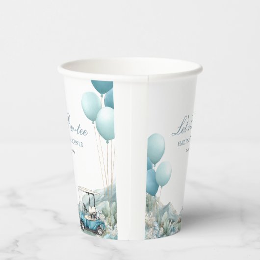 Golf Let's Par-tee Blue Baby Shower Pappbecher (Rechts)