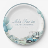Golf Let's Par-tee Blue Baby Shower Pappteller (Vorderseite)