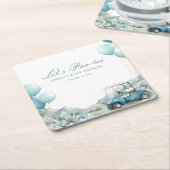 Golf Let's Par-tee Blue Baby Shower Rechteckiger Pappuntersetzer (angewinkelt)