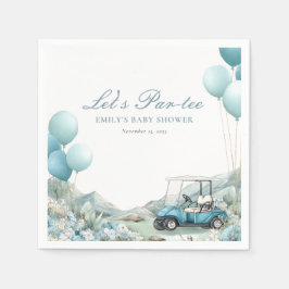 Golf Let's Par-tee Blue Baby Shower Serviette
