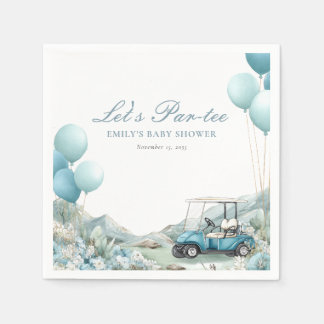 Golf Let's Par-tee Blue Baby Shower Serviette