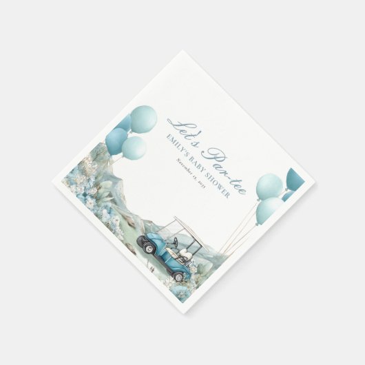 Golf Let's Par-tee Blue Baby Shower Serviette (Ecke)