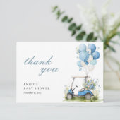 Golf Let's Par-tee Boy Baby Shower Dankeskarte (Stehend Vorderseite)