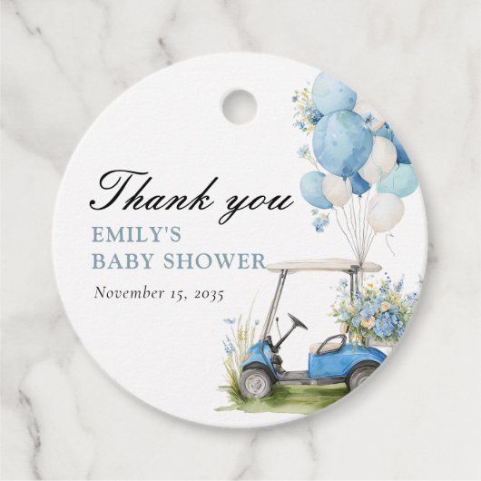 Golf Let's Par-tee Boy Baby Shower Geschenkanhänger (Vorderseite)