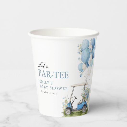 Golf Let's Par-tee Boy Baby Shower Pappbecher (Rückseite)
