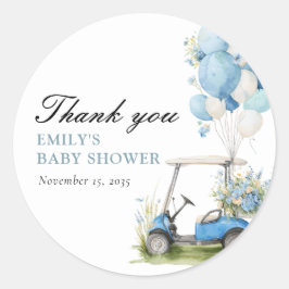 Golf Let's Par-tee Boy Baby Shower Runder Aufkleber