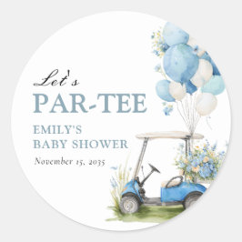 Golf Let's Par-tee Boy Baby Shower Runder Aufkleber