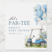 Golf Let's Par-tee Boy Baby Shower Weinetikett (Einzelnes Label)