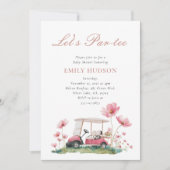 Golf Let's Par-tee Florales Babyshower Einladung (Vorderseite)