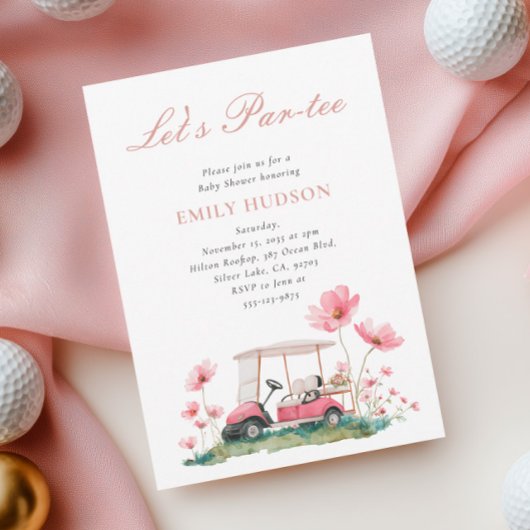 Golf Let's Par-tee Florales Babyshower Einladung