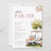 Golf Let's Par-tee Girl Baby Shower Einladung (Vorderseite)