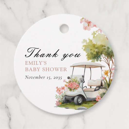 Golf Let's Par-tee Girl Baby Shower Geschenkanhänger (Vorderseite)