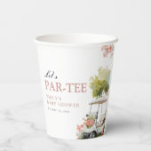 Golf Let's Par-tee Girl Baby Shower Pappbecher (Rückseite)