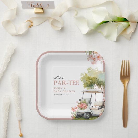 Golf Let's Par-tee Girl Baby Shower Pappteller (Hochzeit)