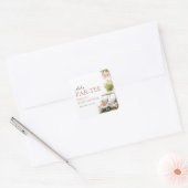 Golf Let's Par-tee Girl Baby Shower Quadratischer Aufkleber (Umschlag)