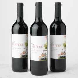 Golf Let's Par-tee Girl Baby Shower Weinetikett