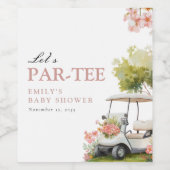 Golf Let's Par-tee Girl Baby Shower Weinetikett (Einzelnes Label)