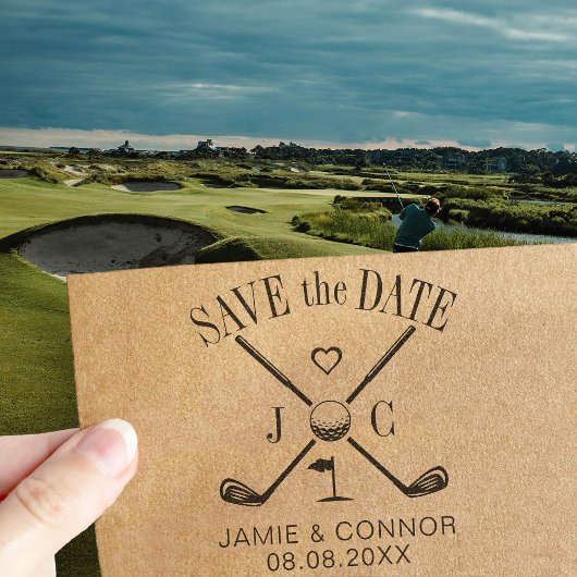 Golf Let's Par-Tee Hochzeit Save the Date Gummistempel