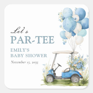 Golf Let's Par-tee Jungen-Baby-Party Quadratischer Aufkleber