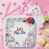 Golf Let's Par Tee mit amerikanischem Thema Pappteller (Party)