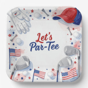 Golf Let's Par Tee mit amerikanischem Thema Pappteller