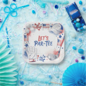 Golf Let's Par Tee mit amerikanischem Thema Pappteller (Party)