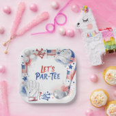 Golf Let's Par Tee mit amerikanischem Thema Pappteller (Party)