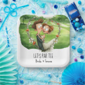 Golf Let's Par Tee mit Braut und Bräutigam auf dem Pappteller (Party)
