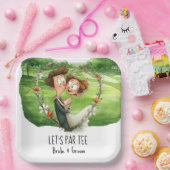 Golf Let's Par Tee mit Braut und Bräutigam auf dem Pappteller (Party)