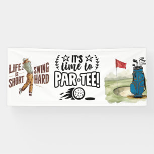 Golf Let's Par Tee mit Golf Flagge auf grünem Weiß Banner
