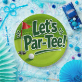 Golf Let's Par Tee mit Golf-Flagge auf grünem Weiß Pappteller (Party)
