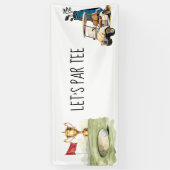 Golf Let's Par Tee mit Golfflagge auf grünem Weiß  Banner (Vertikal)