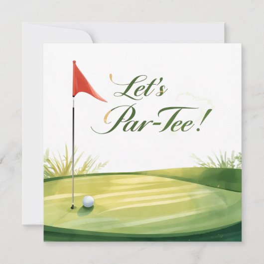 Golf Let's Par Tee mit Golfplatz Einladung (Vorderseite)