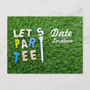 Golf Let's Par Tee mit weißem Tee ist auf grün Postkarte