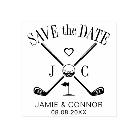 Golf Let's Par-Tee Wedding Save the Date Gummistempel (Prägung)