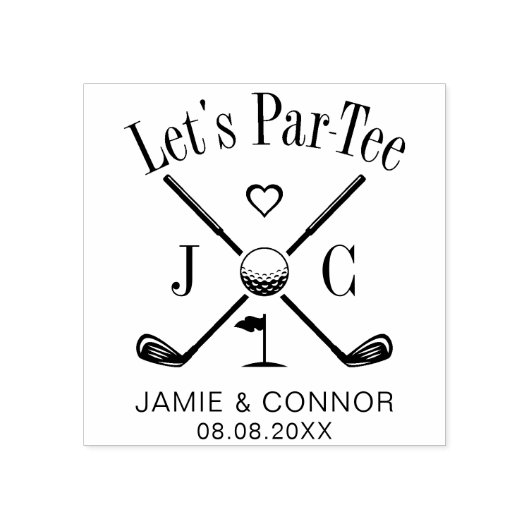 Golf Let's Par-Tee Wedding Save the Date Gummistempel (Prägung)