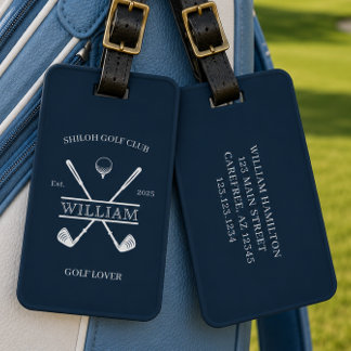 Golf-Liebhaber Kreuz Club Dunkelblau Gepäckanhänger