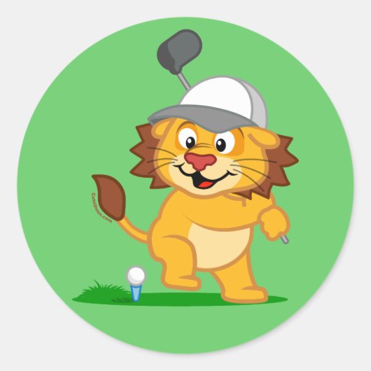 Golf Lion Runder Aufkleber (Vorderseite)