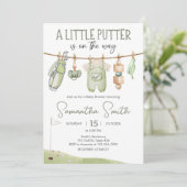 Golf Little Putter Baby Shower Einladung (Stehend Vorderseite)