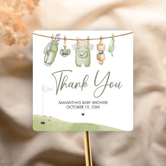 Golf Little Putter Baby Shower Quadratischer Aufkleber