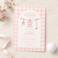 Golf Little Putter Rosa Gingham Baby Shower