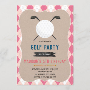 Golf-Loch in einer Einladung zum Geburtstag
