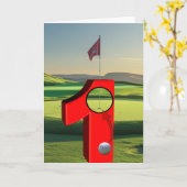 Golf. Loch in eins. Karte (Gelbe Blume)