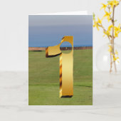 Golf. Loch in eins. Karte (Gelbe Blume)