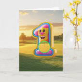 Golf. Loch in eins. Karte (Gelbe Blume)