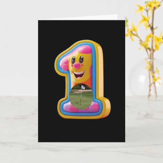 Golf. Loch in eins. Karte (Gelbe Blume)