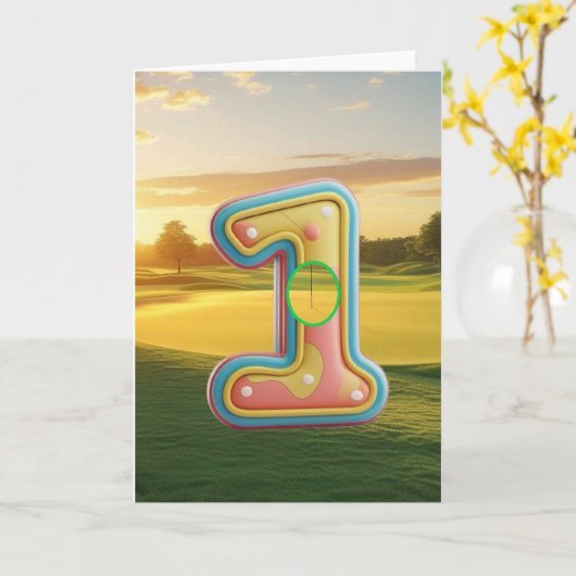 Golf. Loch in eins. Karte (Gelbe Blume)
