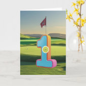 Golf. Loch in eins. Karte (Gelbe Blume)