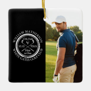 Golf-Loch-in-Eins personalisiertes Foto Golfer Keramikornament