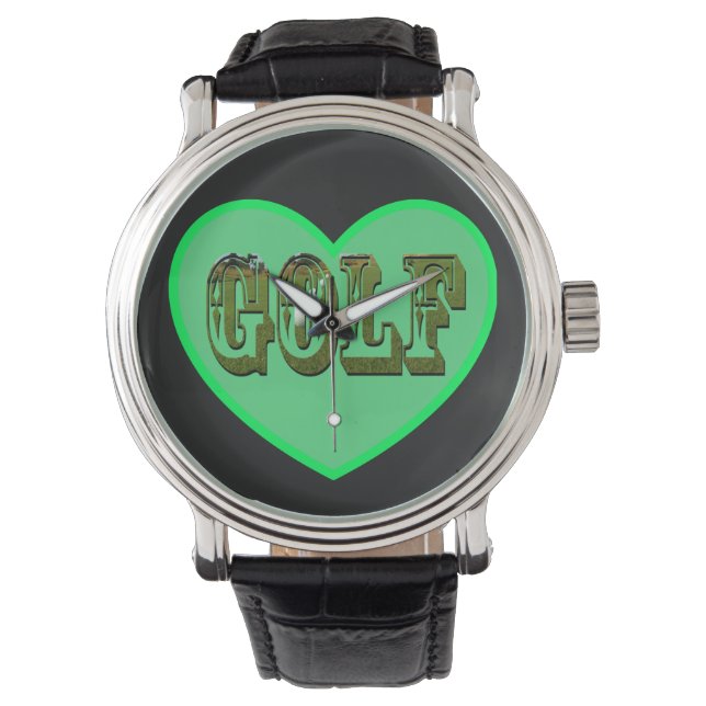 Golf-Logo im grünen Herzen, Armbanduhr (Vorderseite)